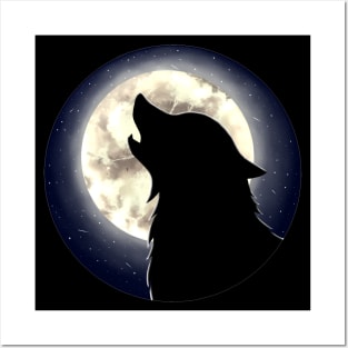 Wolf and Moon Posters and Art